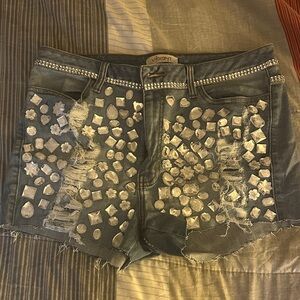 Studded Denim Shorts